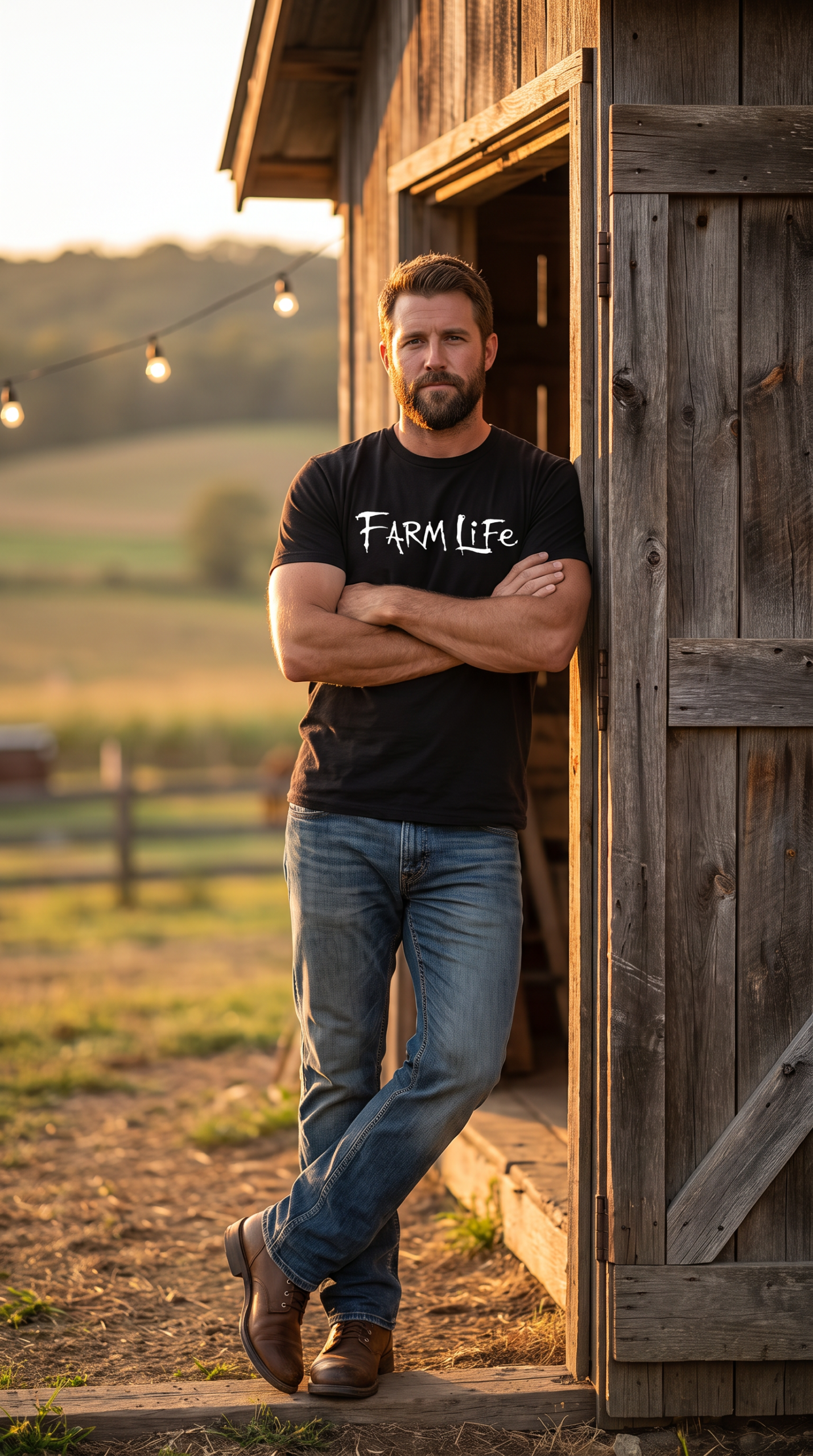 Farm Life Rustic Hand-Drawn Graphic Unisex Jersey Tee