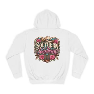 Southern Sweetheart College Hoodie | Cowboy Hat, Roses & Boots Graphic